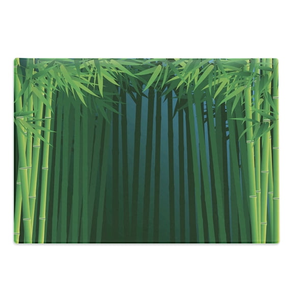 Exotic Cutting Board, Stems with Leaves Exotic Lands Fantasy Garden Ecology Theme, Decorative Tempered Glass Cutting and Serving Board, Large Size, Apple Green Dark Green, by Ambesonne