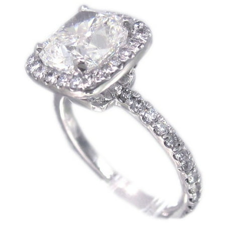 Knr Inc 18k White Gold Cushion Cut Diamond Engagement Ring