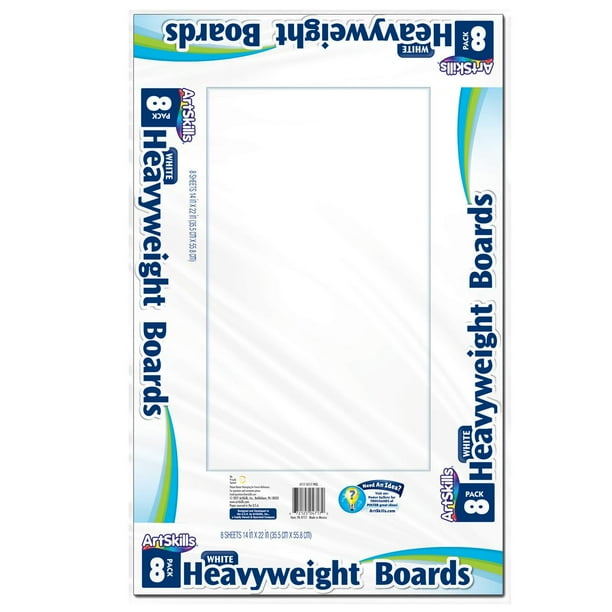 ArtSkills Heavyweight Poster Boards, 14" x 22" White Poster Board, 8