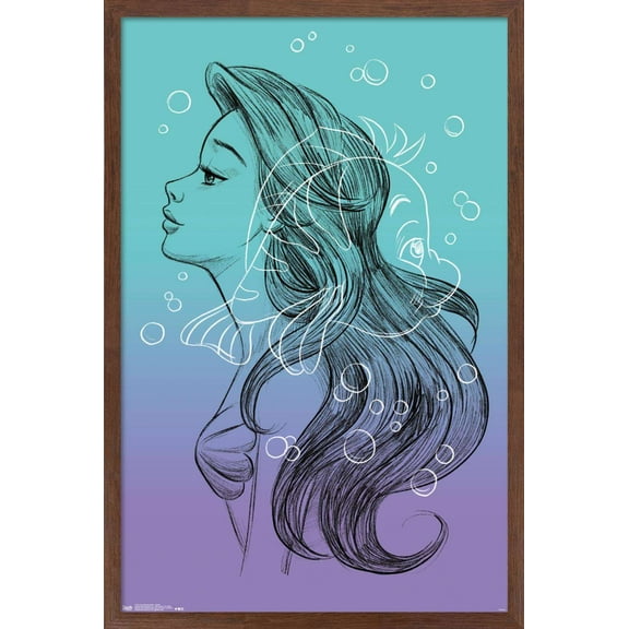Disney The Little Mermaid - Sketch Wall Poster, 14.725" x 22.375", Framed