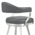 thumbnail image 4 of Armen Living Indoor Amador 26" Counter Height Barstool in Brushed Stainless Steel and Vintage Gray Faux Leather, 4 of 7