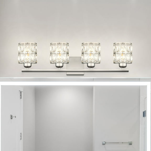 Luxury Cosmopolitan Bath Light, Large Size: 8.00''H x 29.50''W, with Glam Style Elements, Polished Chrome Finish, UQL4762 from the Casselton Collection by Urban Ambiance