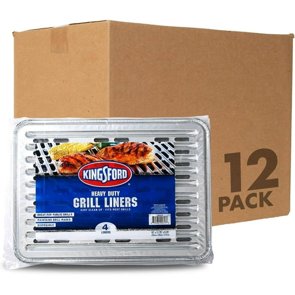 Kingsford Heavy Duty Aluminum Grill Liners  Heavy Duty Grill Liners  Disposable Grilling Liners Prevent Food from Falling Through Grill Grates, 48 Count,Silver