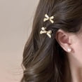 thumbnail image 3 of Small Three Pearl Hair Clip for Women - Cute Acrylic Mini Clip - Fashion Hair Accessory in 1PCS, 3 of 9