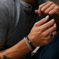thumbnail image 3 of ORUYROP Solid Stainless Steel Mens Signet Ring Setting with Black Onyx / Turquoise Classic Band Rings Gift Size 7-13, 3 of 7