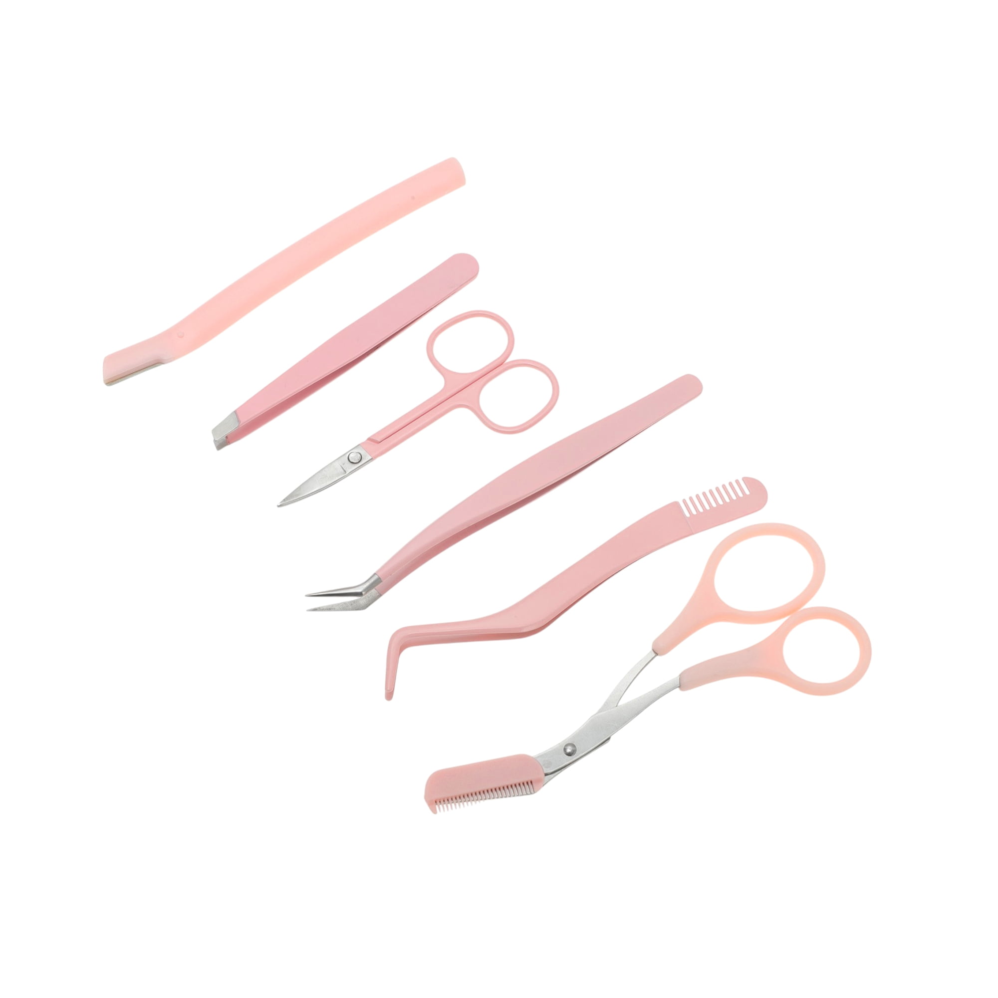 Unique Bargains Durable Multifunctional Eyebrow Scissor Kit Pink for Easy Grooming
