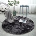 thumbnail image 2 of Fluffy Colorful Shag Round Area Rug Plush Carpet For Kids Girls Living Room Bedroom Decor Multicolor Area Rug (Round) Dark Gray 200*200cm, 2 of 4