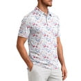 thumbnail image 3 of GENTS BLISS Golf Men Shirts Short Sleeve Shirts for Men Floral Print Men Polo Shirts, 3 of 12