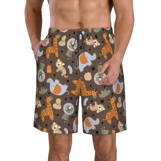 Fotbe Cute Lion Tiger Trajes de Baño Estampados para Hombre, Shorts de Verano de Secado Rápido, Ropa de Playa, Bañadores-Large