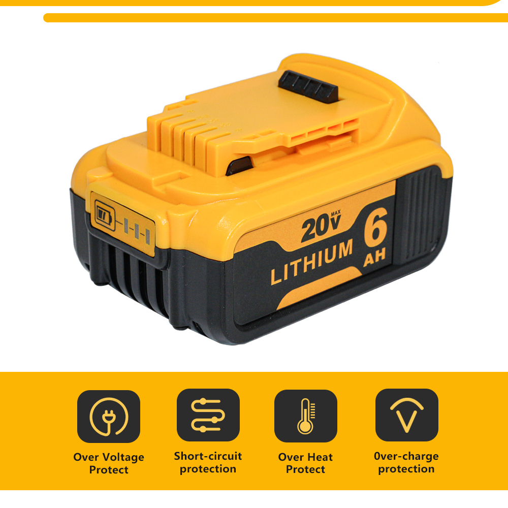 AERDU 20V MAX 6.0Ah Lithium-Ion Battery Replacement for Dewalt DCB200, DCB204, DCB206, 4-Pack