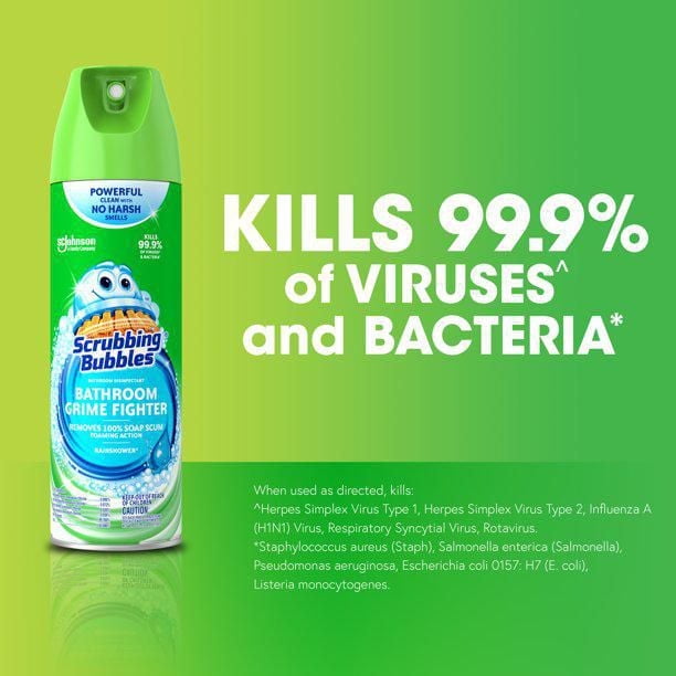 Scrubbing Bubbles® Bathroom Cleaner and Disinfectant, Kills Germs on Tubs, Shower Walls and More, Rainshower Scent, 623g