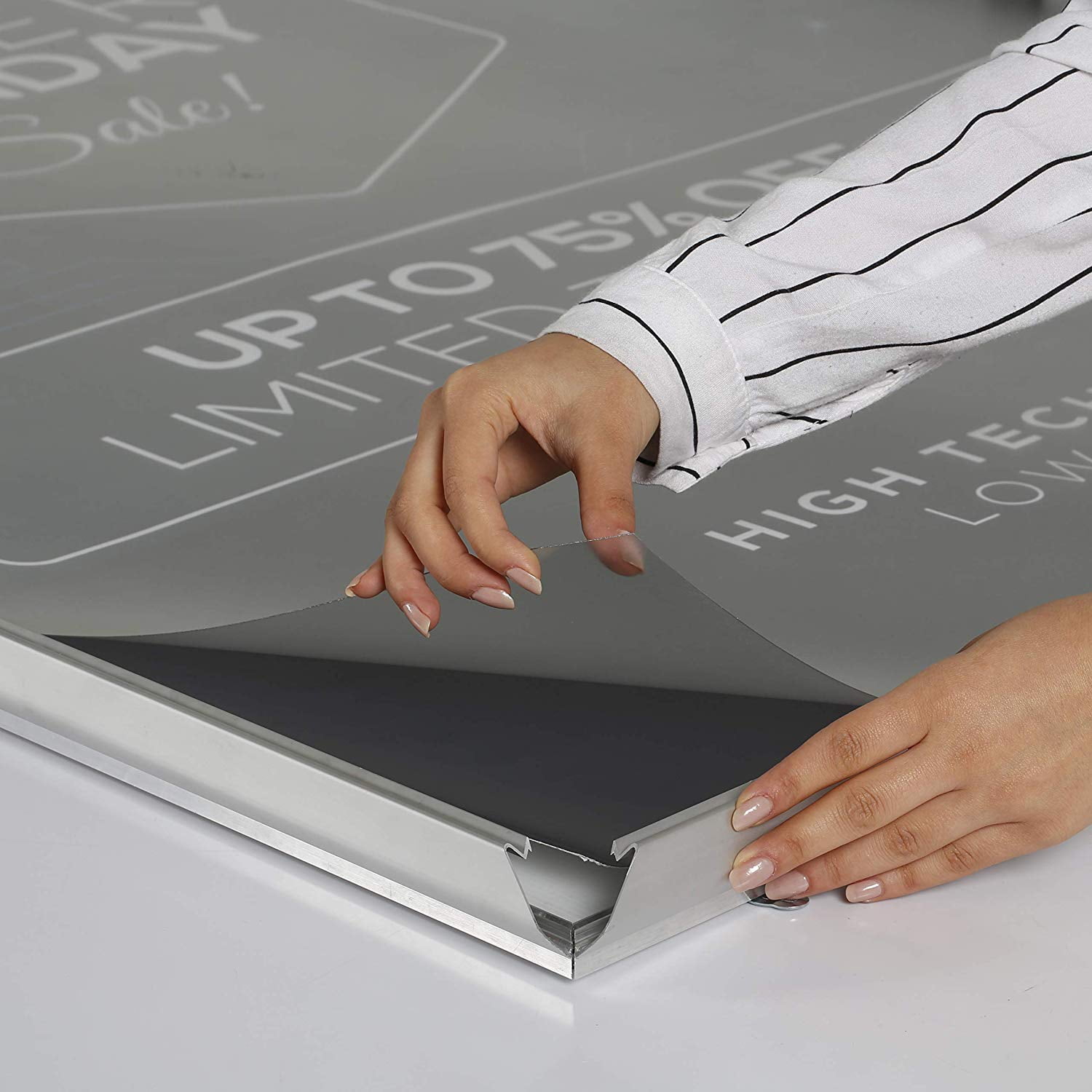 M&T Displays 40x60" Silver, Portable Aluminum Snap Poster Photo Picture Frame, Front Loading