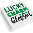 thumbnail image 3 of Zomyto 7"x7" St. Patrick Day Decor - Lucky Charm Blessed Wood Box Sign St Patrick's Day Wood Block Sign Desk, 3 of 6