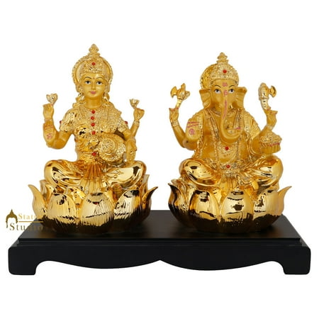 StatueStudio Laxmi Ganesh statue Hindu Lord Lakshmi Ganesha Murti Religious Idol for Diwali Pooja Mandir Home Decor Office Table and Shop Wall Sleves Gift Item (14.5 X 7 X 11 Inch)