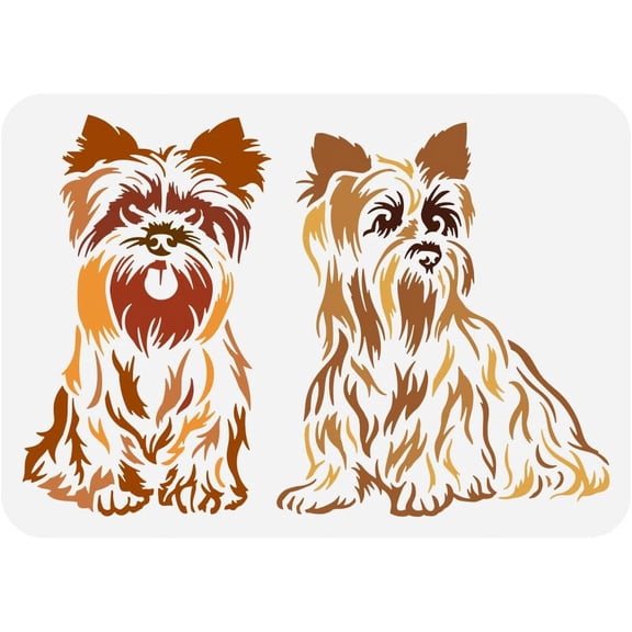 Dog Yorkshire Stencil for Painting 8.3x11.7inch Large Cute Yorkshire Dog Painting Stencil Reusable Sitting Dogs Drawing Template Animal Theme Stencil for Home Wall Floor Decoration colorful DIY