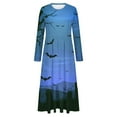 thumbnail image 3 of WXLWZYWL Womens Halloween Dress Plus Size Womens Dresses Fall 2024 Floral Printed Long Dress Long Sleeve Round Neck Sundress, 3 of 4