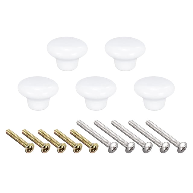 Perillas de cajón de cerámica de 32x24mm, paquete de 5, tiradores de puerta en forma de hongo, blancos