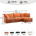 thumbnail image 3 of 120" Upholstered Chenille 3 Seater Cloud Deep Seat Sofa, Slipcovered Sectional Couch with Removable Covers for Living Room,Orange, 3 of 13