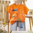 thumbnail image 2 of HCNTES Children's Versatile Sleepwear Outfit Kids Boys Girls Cute Short Sleeve Pajamas for Summer Activities and Cozy Nights(A-Orange,3-6 Months), 2 of 4