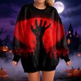 thumbnail image 6 of Duqingm Halloween Shirts for Women 2026 Novelty Funny Print Gothic Tshirts Long Sleeve Crewneck Tops,M, 6 of 7