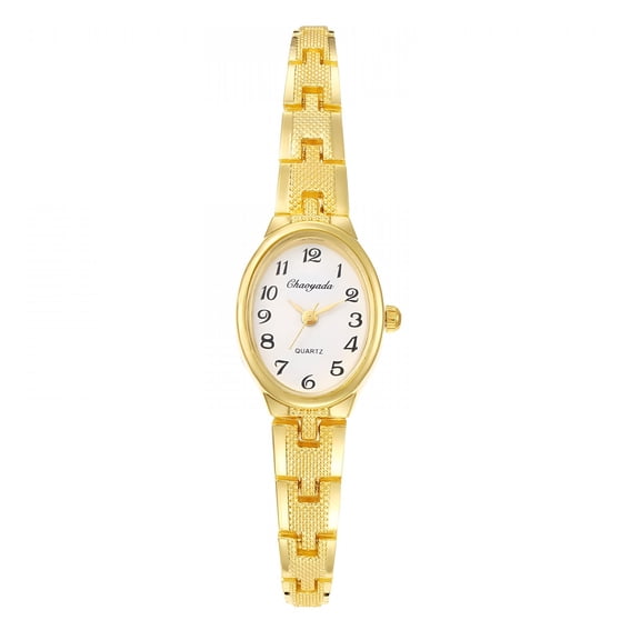 DESIGNICE Women's Quartz Analog Watch,Small Oval Watch with Arabic Numerals and Detachable Stainless Steel Strap
