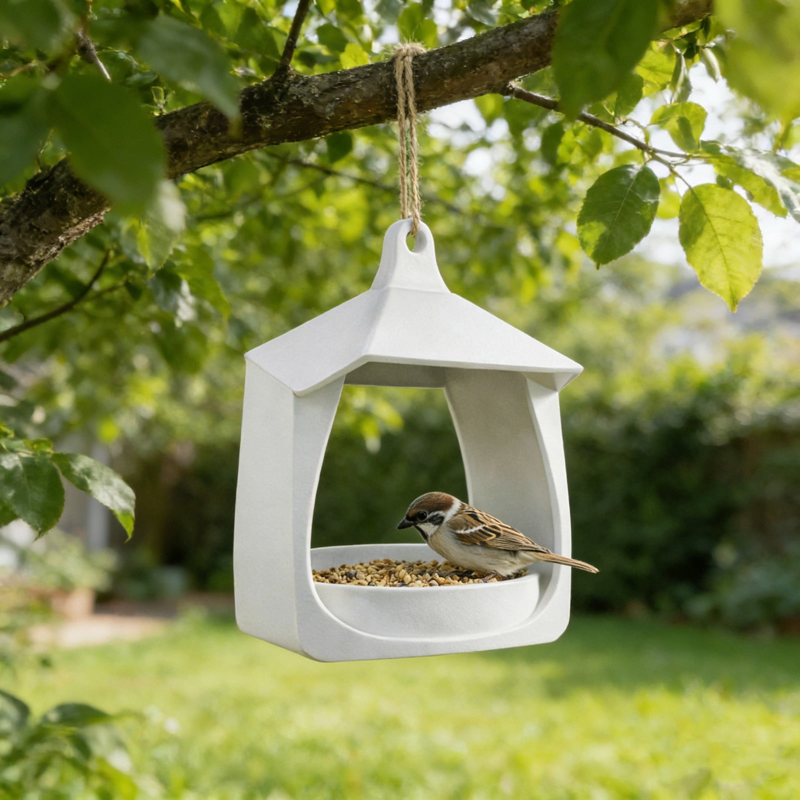 Bird Feeders for Outside Hanging, Wild Bird Feeder House for Cardinals Finches Wooden Bluebird Feeder Mealworm Feeder Outdoor Wood Platform Bird House Feeder