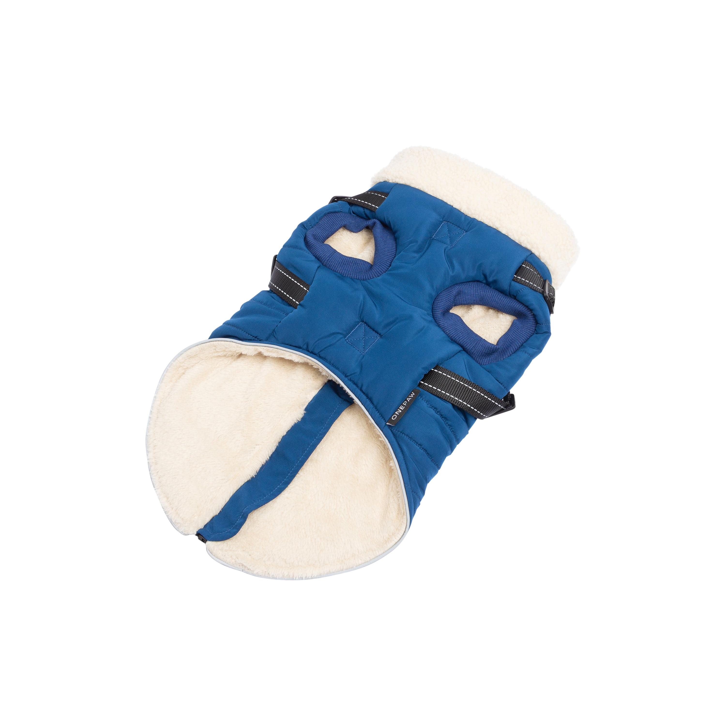 One Paw, Veste Matelassée Légère pour Chien avec Harnais, Bleu Marine Gilet matelassé léger avec harnais