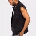 thumbnail image 4 of Bcfgryg Men's Denim Vests Worn Ripped Hole Men's Denim Vests Men's Winter Coat Black L, 4 of 5