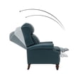thumbnail image 4 of Genuine Leather Manual Recliner Set of 2, Wingback Push Back Recliner with Solid Wood Legs, Turquoise, 4 of 10