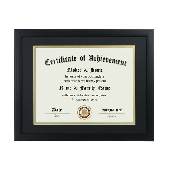 ELSKER&HOME 8.5x11 Certificate Frame Black- Displays Diploma 8.5x11 with Mat or 11x14 Without Mat