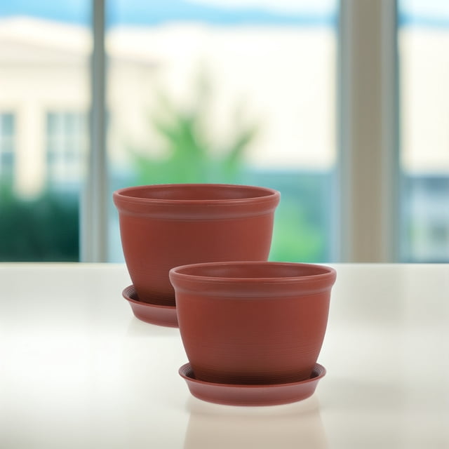 TABLZONE 2Jgo Macetas Plásticas Para Con De Drenaje Y Simple Para Interior