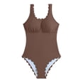 thumbnail image 6 of One Piece Swimsuits for Women Ribbed Texture Scalloped Trim Scoop Neck Monokini Tummy Control High Cut Bathing Suits Flattering Slimming Swimwear, 6 of 6