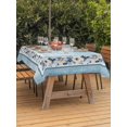 thumbnail image 2 of Outdoor Tablecloth with Umbrella Hole & Zipper, Teal Blue Spring Floral Rectangle Tablecloth 60x84 Inch, Vintage Elegant Summer Botanical Patio Table Cover Waterproof Table Cloth for Picnic/Party, 2 of 7