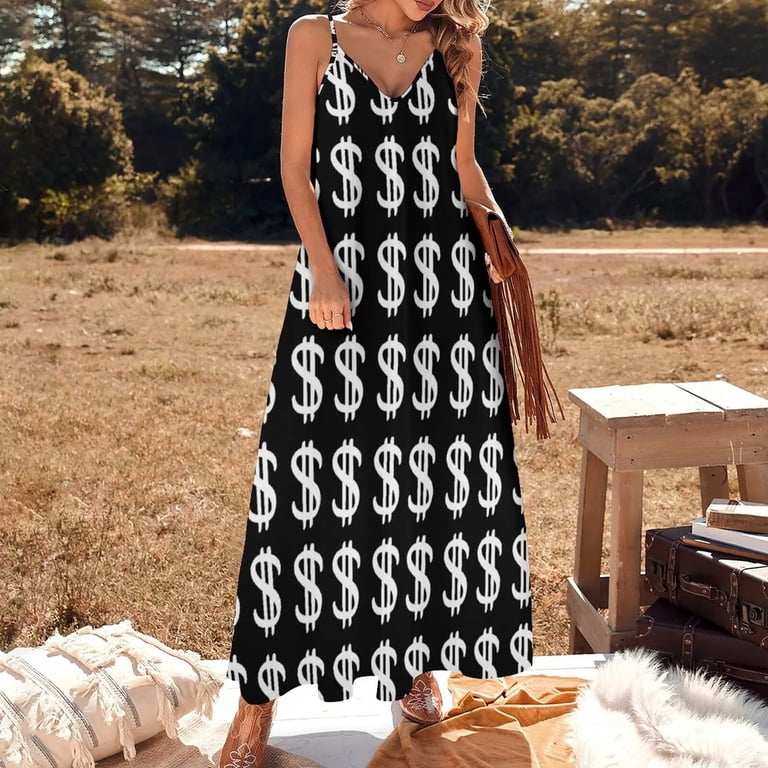 slim fit dress slacks Dollar Money Pattern Print Dress