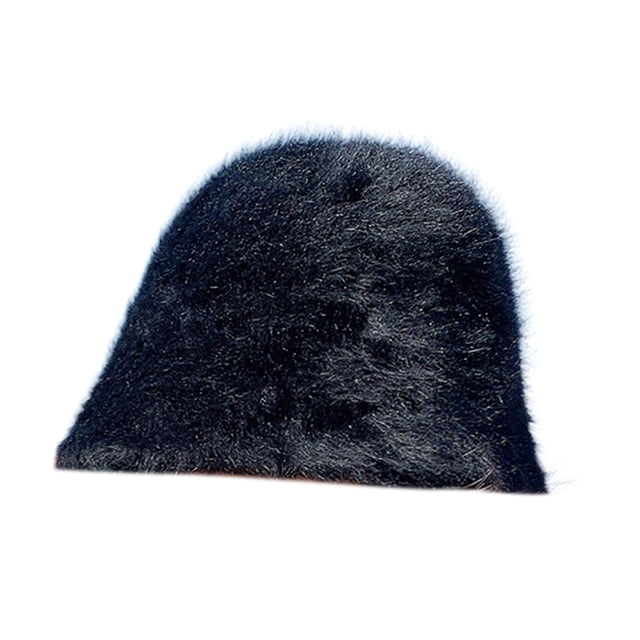 Opolski Bucket Hat Fluffy Chill-proof Light-weight Solid Color Fisherman Cap for Women