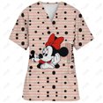 thumbnail image 3 of Ropa de enfermería para mujer, camiseta de enfermería con estampado de Disney Minnie y Mickey, tops informales de manga corta con cuello en V y bolsillo, uniforme para mujer, 3 of 5