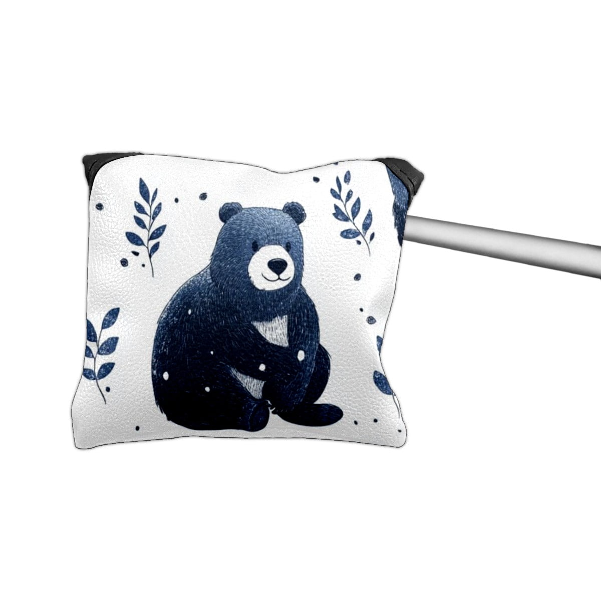 Golf Mallet Putter Cover Premium Leather Golf Putter Head Cover with Magnetic Closure Golf Cover for Men and Women Bear Pattern