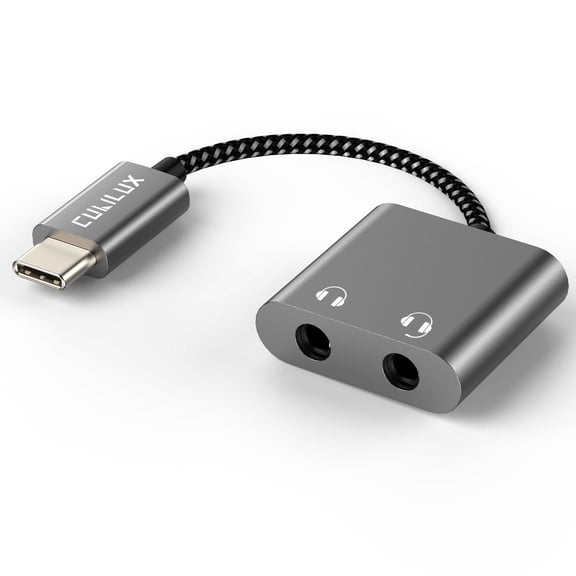 Cubilux Type-C Dual Headphone Splitter, 2-Port 3.5 mm Audio Sharing Adapter for Apple Phones, iPad Pro, iPad Air and Samsung Galaxy