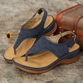 thumbnail image 4 of longantii Womens Orthopedic Sandals Slip on Non Slip Arch Support Flat Wedge Sandals Wide Width Beach Slippers 2026 Beach Vacation Orthopedic Shoes Blue, 4 of 6