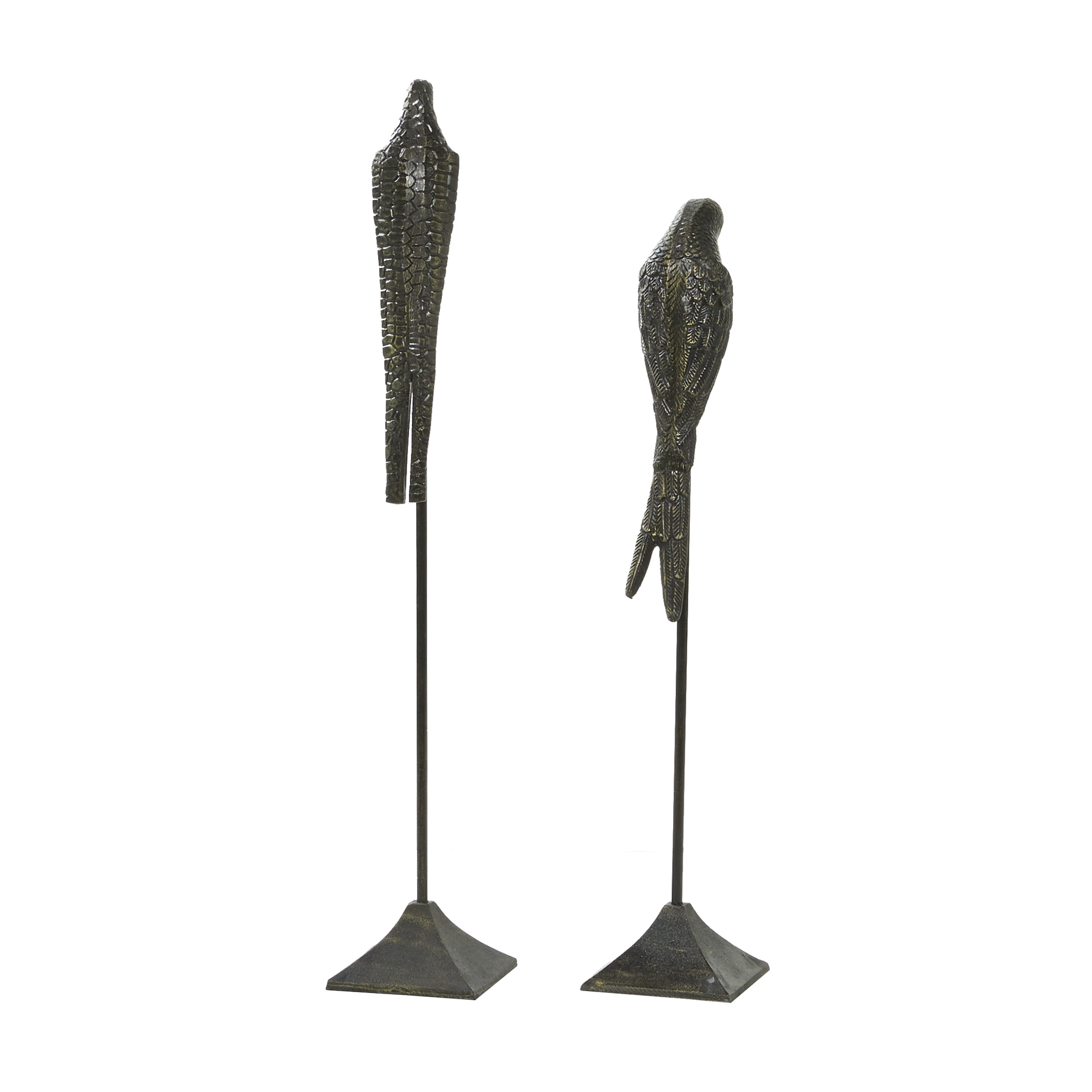 29", 35"H Black Aluminum Bird Sculpture, by DecMode (2 Count)