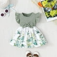 thumbnail image 2 of Little Girls Floral Dress Summer Boho Flutter Sleeve Swing Tiered Beach Holiday Dress 1-3Y Mint Green 12-18 Months, 2 of 6