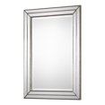 thumbnail image 1 of Benzara BM204963 Rectangular Wooden Frame Mirror with Grooved Edges, Silver, 1 of 1