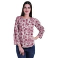 thumbnail image 2 of Moomaya Haut à Manches Longues Imprimé avec Patte de Boutonnage, Col Rond, Tunique d'Été Décontractée pour Femme, 2 of 5
