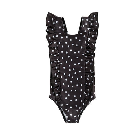 

Binwwede Baby Girl One-Piece Swimsuit Ruffle Trim Backless Halter Strap Leopard Print Swimwear Bathing Suit Bikini Sunsuit MHX