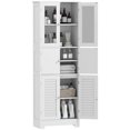 thumbnail image 1 of HOMCOM Armoire de Rangement de Salle de Bain avec Portes à Persiennes, Tablette Ajustable, Blanc, 1 of 10