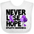 thumbnail image 3 of Inktastic Never Lose Hope Epilepsy Awareness with Balloons and Purple Ribbon Boys or Girls Baby Bib, 3 of 4