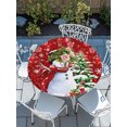 thumbnail image 6 of Round Fitted Tablecloth with Elastic Edge, Red Christmas Waterproof Table Cloth Table Cover for 55"-60" Tables, Snowman Xmas Tree Ball Gifts Winter Tablecloths for Dining Picnic Party Outdoor, 6 of 9