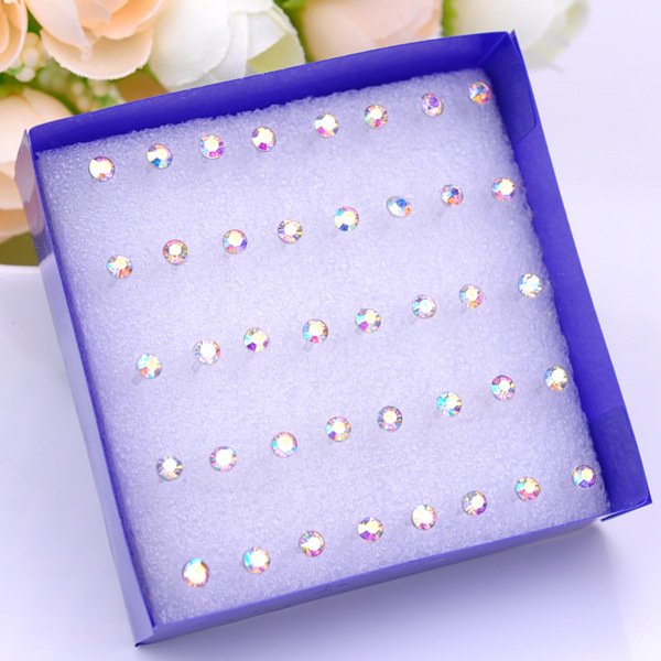 Pendientes de plástico con forma de botón para mujer, pendientes de resina en caja, pendientes cuadrados, pendientes pequeños, joyas