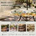 thumbnail image 6 of Round Outdoor Tablecloth with Umbrella Hole and Zipper, Sunflowers Tablecloth with Elastic Waterproof, Yellow Floral Bees Green Leaves Watercolor Patio Table Covers for 36" - 44" Picnic Pool Tables, 6 of 9