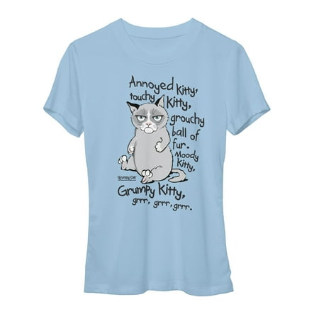 Grumpy Cat Grrr Funny Juniors Light Blue T-Shirt (Best Grumpy Cat Memes)